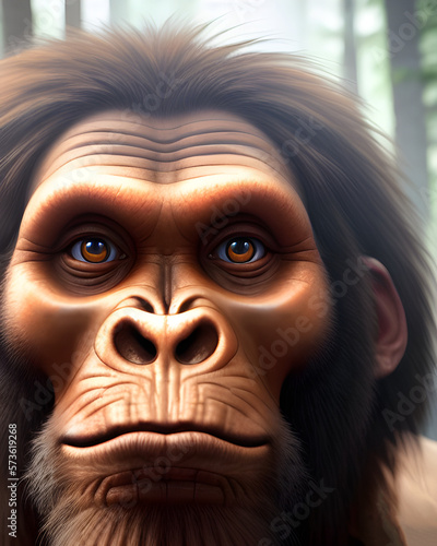AI Digital Illustration Neanderthal Close Up Portrait