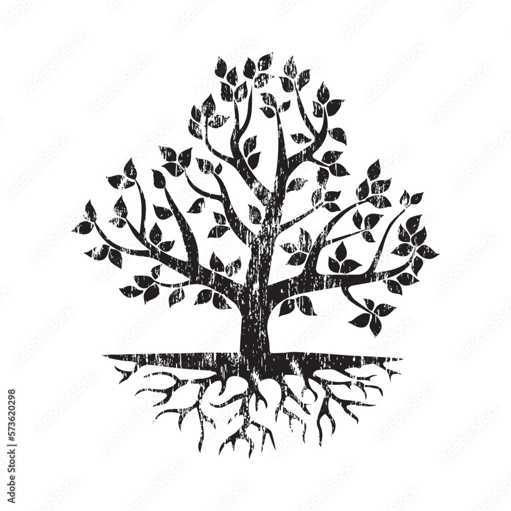 Naklejka premium Abstract black leaves tree grunge symbol