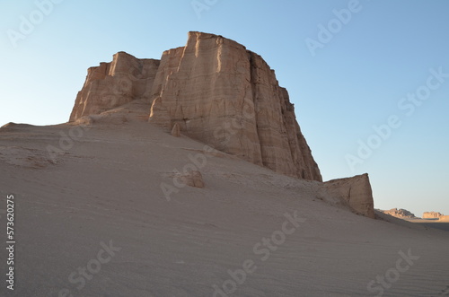 dry desert landscape of  Kalouts desert   Iran in evening light