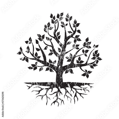 Abstract black leaves tree grunge symbol