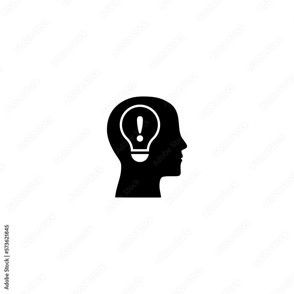 Simple illustration of head bulb idea icon for web design isolated on white background Simple illustration of head bulb idea icon for web design isolated on white background