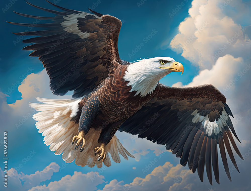 Obraz premium Powerful Bald Eagle in Flight