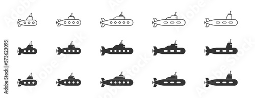 Submarine icon set. Simple design. Vector illustration.