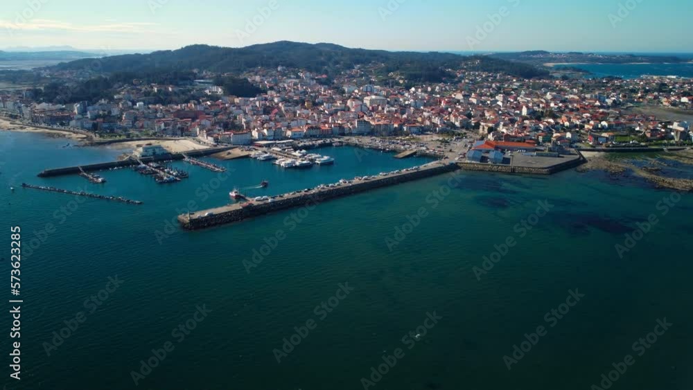 Aerial view of O Grove famous touristic destination in Galicia, Spain. High quality 4k footage Aerial view of O Grove famous touristic destination in Galicia, Spain. High quality 4k footage