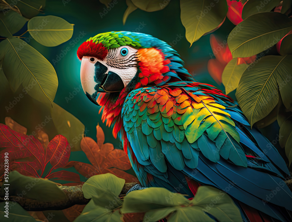 Obraz premium Colorful Macaw in the Jungle