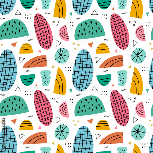 Vector seamless pattern with hand drawn abstract shapes with texture
