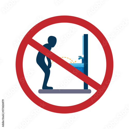 Toilet warning sign no pee in the sink symbol illustration vector