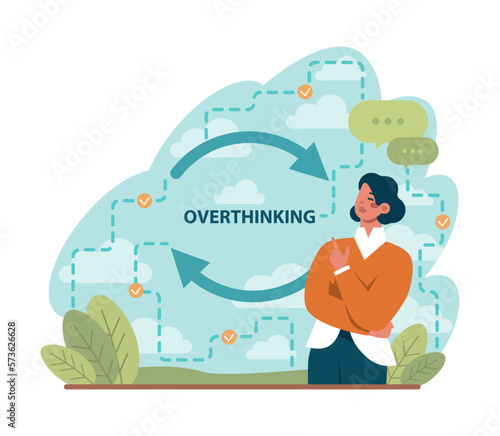 Overthinking. Anxiety and stress caused by thinking too much. © inspiring.team