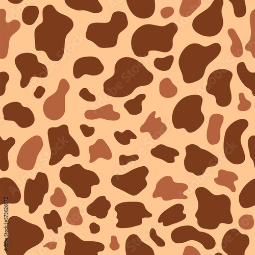 Giraffe skin texture seamless pattern design, flat vector illustration.