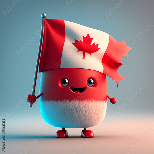 cute cartoon flag character of canada, generative AI