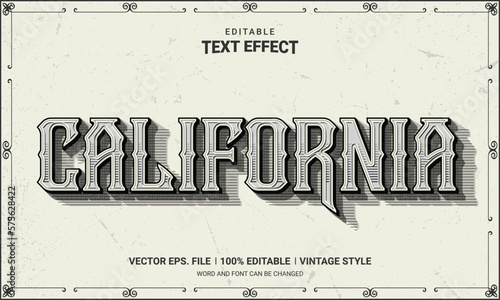California retro vintage grunge editable text effect