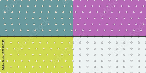 Set of four variants polka dots, seamless vector pattern. Print for textiles, pillows, clothes, packaging, stationery, wallpaper, interior.