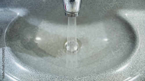 Water flows from the tap in airplane