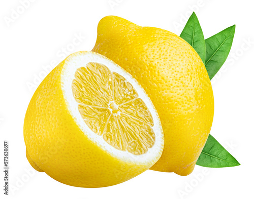 Lemon fruit isolated on white or transparent background.