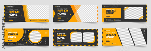 set of 06 Mega collection Home improvement and repair construction social media cover banner design template. Corporate construction tools social media Cover photo Template bundle.