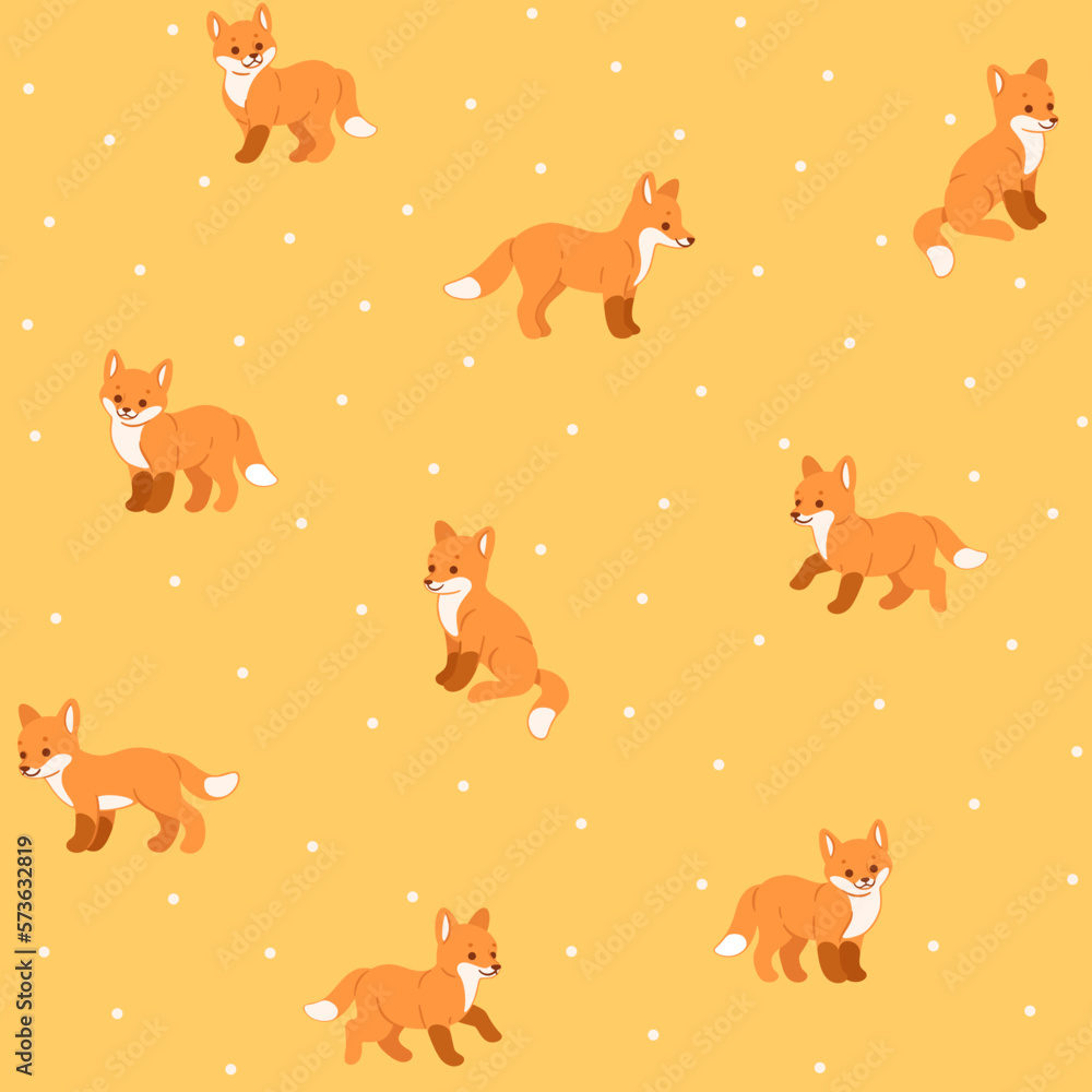 Simple seamless trendy animal pattern with fox in various poses. Outline vector illustration. Simple seamless trendy animal pattern with fox in various poses. Outline vector illustration.
