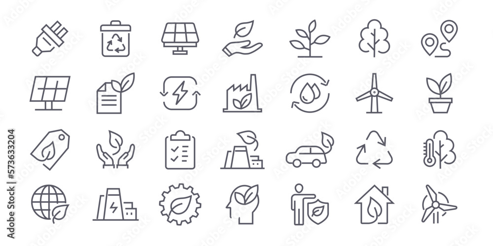 Ecology & energy icons line Ecology & energy icons line