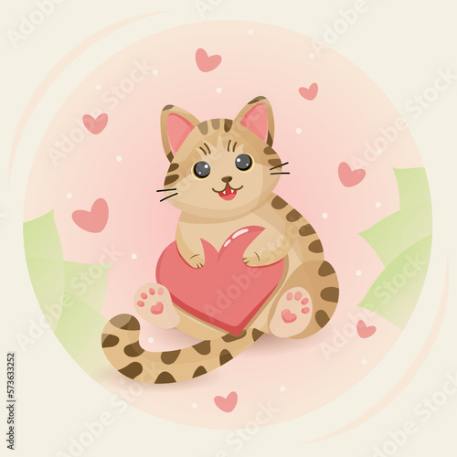 Cute cat with heart