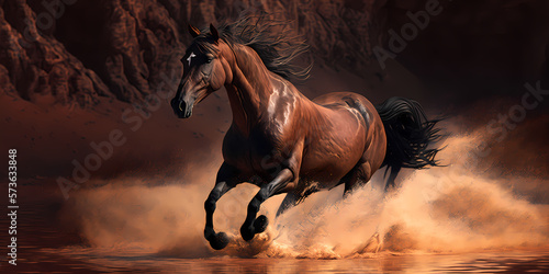 Horse running in desert