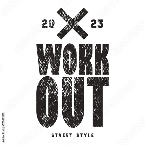 Workout typographic emblem for sticker and t-shirt