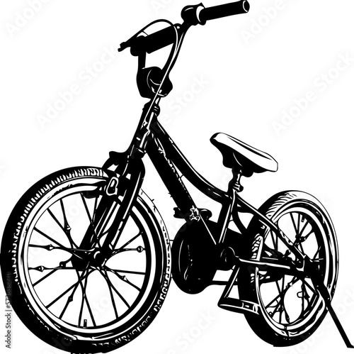 Sport Bike Silhouette Isolated on White, Vector Graphic of Bicycle in Monochrome, Cycling Sport Illustration
