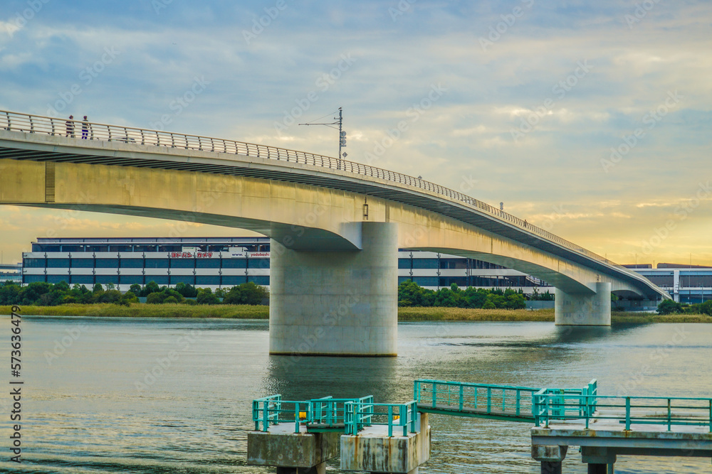 Obraz premium 多摩川スカイブリッジと夕景