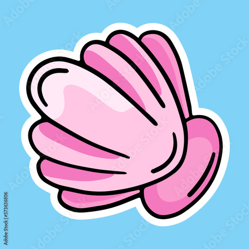 Cartoon shell, vector design element, hand drawn