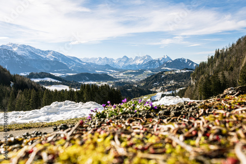 Spring landscape with view to windischgarsten, upperaustria photo