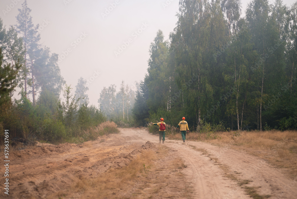 Forest firefighters on the road Forest firefighters on the road