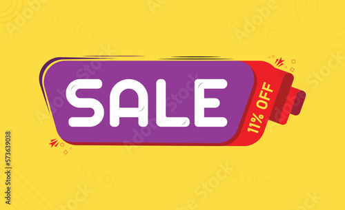 Special offer banner. hot sale. mega sale. SALE 11% OFF.