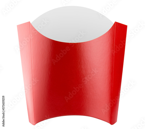 Empty red carton package box for french potato fries cut out photo