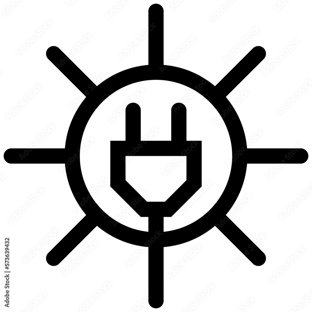 Solar Energy Plug Sign Line Icon Solar Energy Plug Sign Line Icon