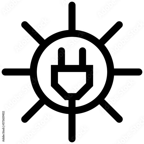 Solar Energy Plug Sign Line Icon