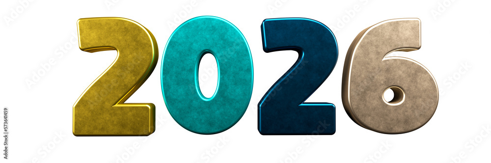 Bold and Colorful 3D 2026 Text Illustration in Shades of Magenta, Blue ...