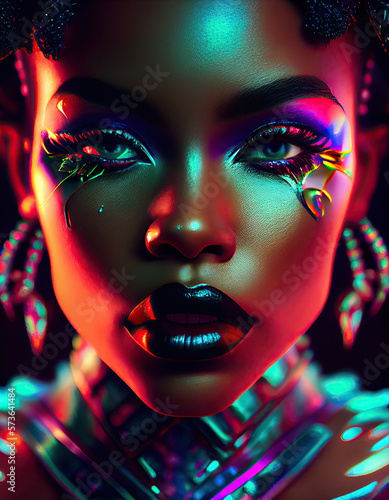 Woman in carnival makeup  Generative AI
