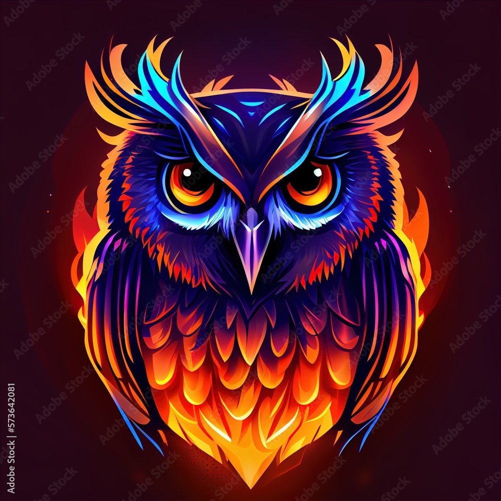 Angry owl mascot logo design, Generative Ai Angry owl mascot logo design, Generative Ai