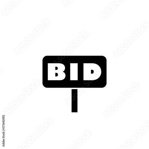 Bid offer line icon. Auction sign icon isolated on black background. 