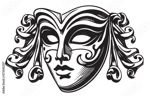 mask hand drawn engraving style sketch Vector illustration Venice