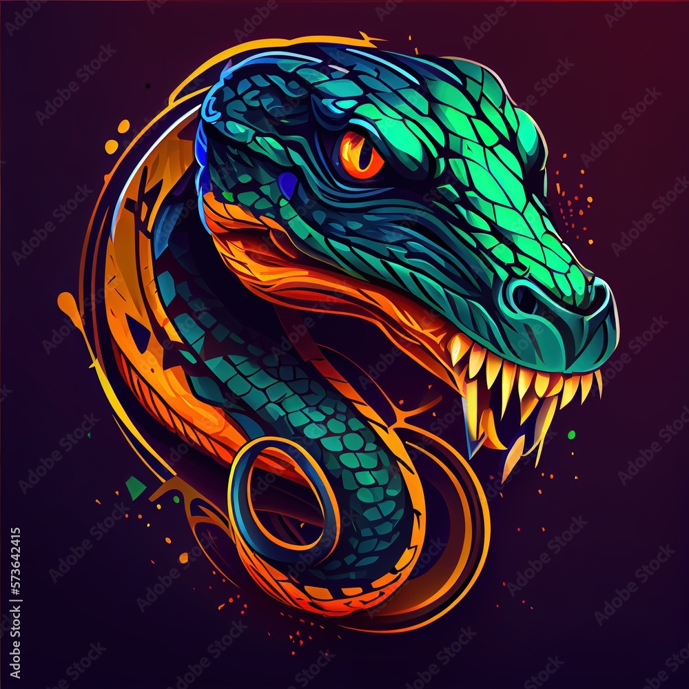 Snake dragon mascot logo, Generative Ai