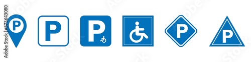 Parking icon set. Car Parking Icon. Parking and traffic signs isolated on white background.