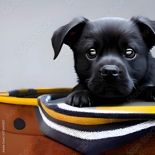 Black puppy - artificial intelligence, illustration