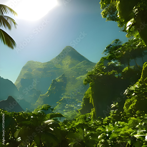landscape with trees, forest - artificial intelligence , illustration
