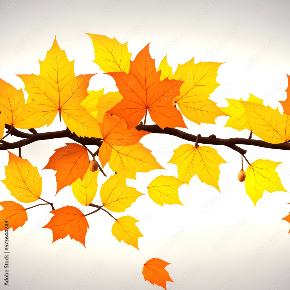 Obraz premium autumn leaves on a tree - autumn leafs on white background - Generative AI