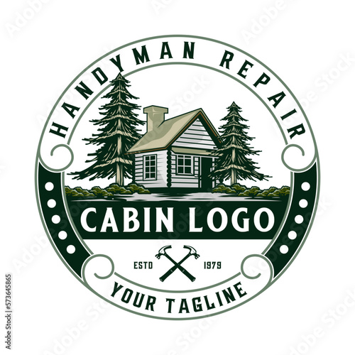classic cabin home logo design. vector, log house, inn and recreation