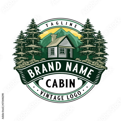 classic cabin home logo design. vector, log house, inn and recreation