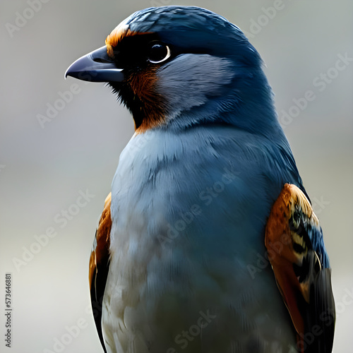 close up of a blue bird - artificial intelligence, illustration