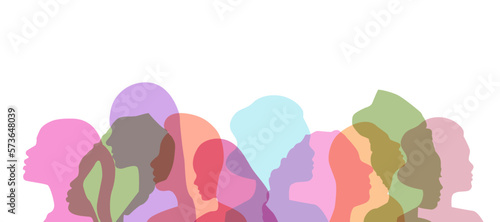 Woman silhouette illustration, different ethnic women power design. For banners, backgrounds, posters, invitations.