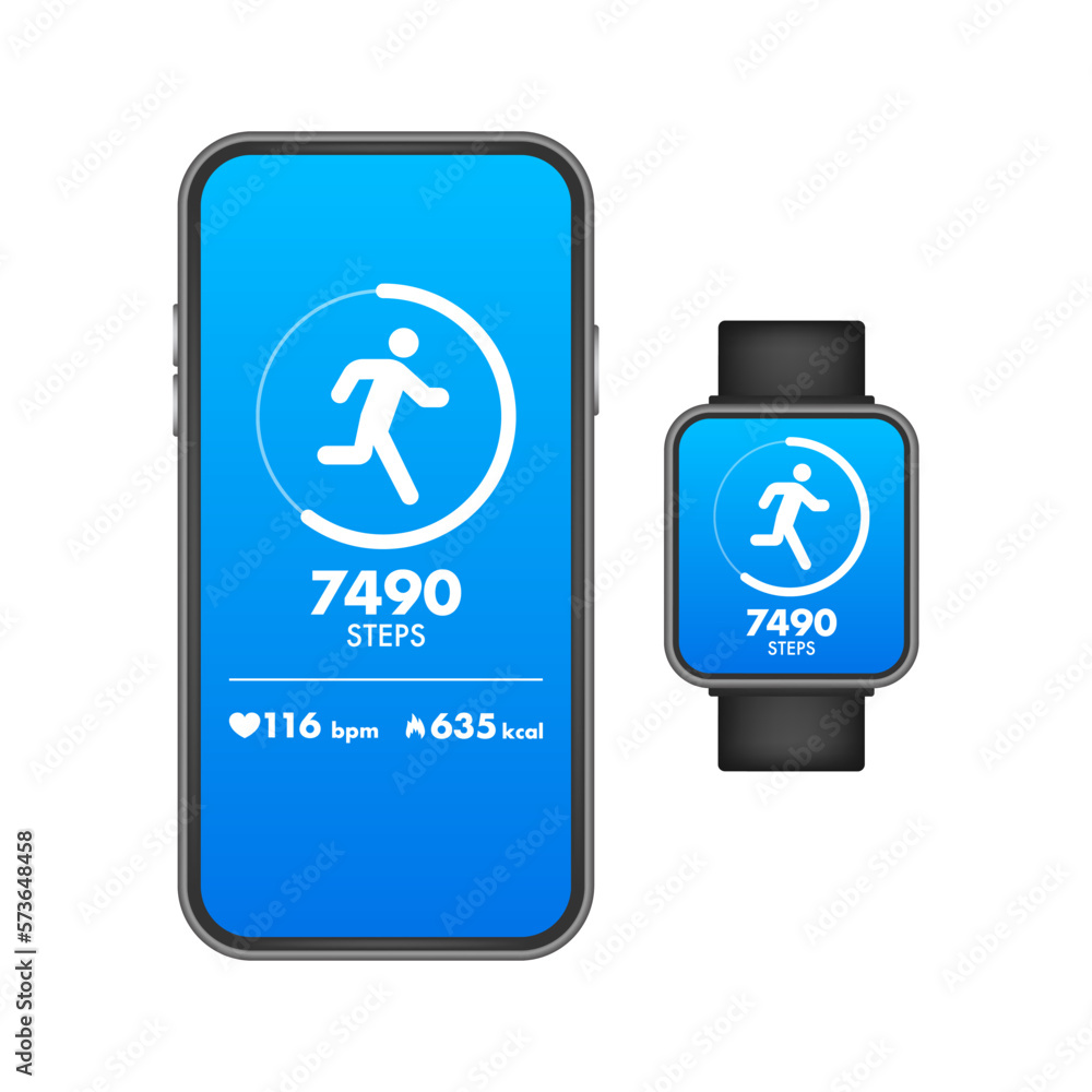 Activity and fitness tracker app. App for morning jogging or fitness. Walk steps. Activity and fitness tracker app. App for morning jogging or fitness. Walk steps.