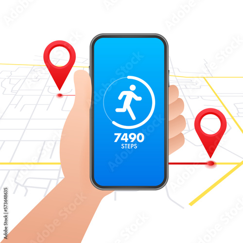 Activity and fitness tracker app. App for morning jogging or fitness. Walk steps.