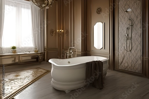 Classic bathroom design with a bathtub and a shower